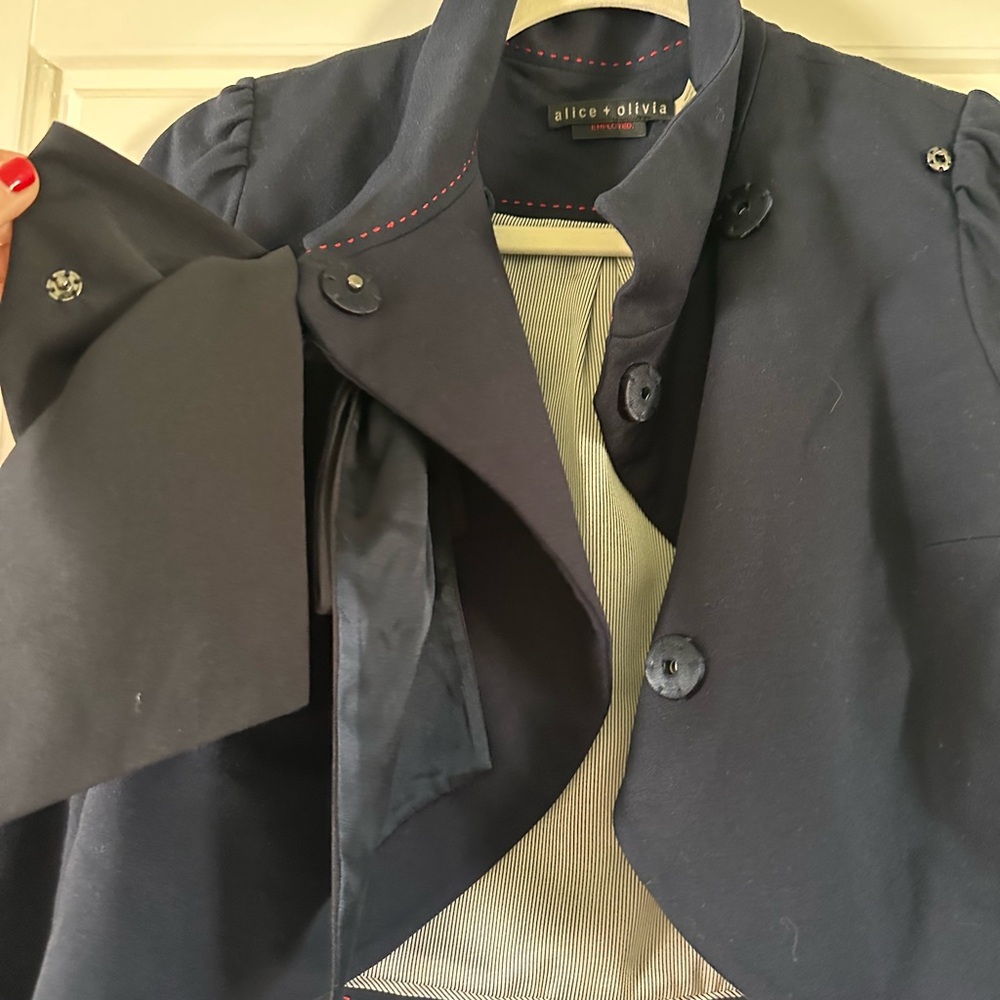 Alice + Olivia Black Navy Blazer with Bow Detail - Picture 7 of 16
